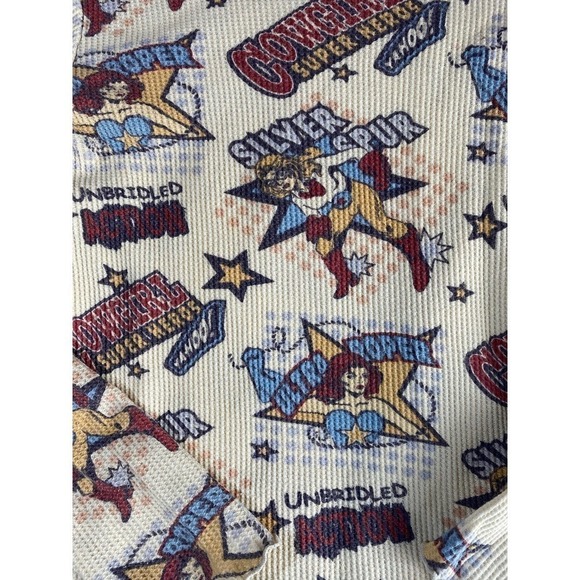 ⭐️COWGIRL CUTIES Waffle weave Vintage Cowgirl Print thermal shirt - Picture 4 of 4